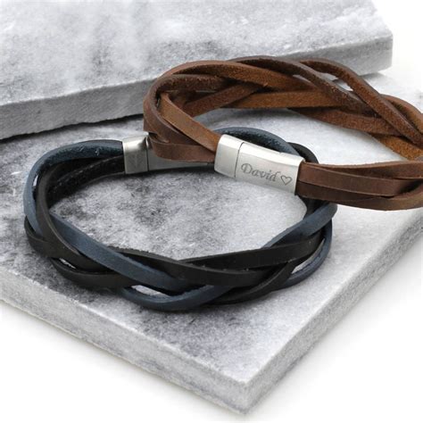 plaited leather bracelets for men.